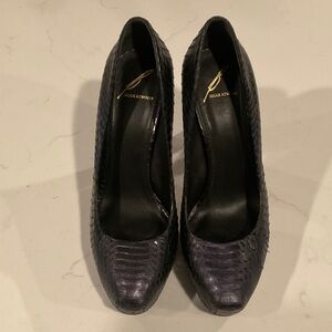 Brian Atwood Purple Snakeskin Heels